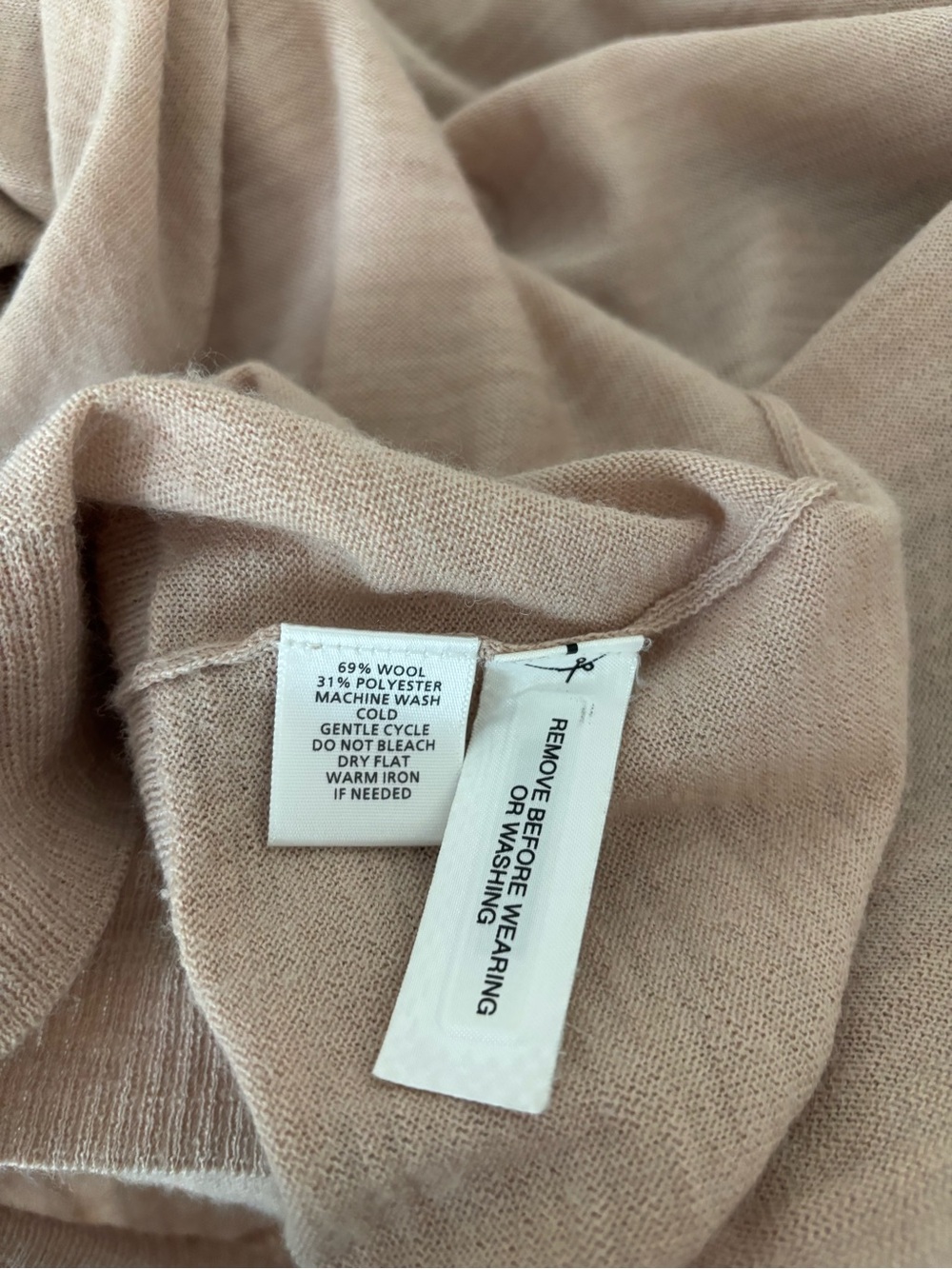 VTG LOFT Cardigan Sweater Tan Wool Open Short Sleeve Pockets Womens S Preppy Y2K - Picture 9 of 9